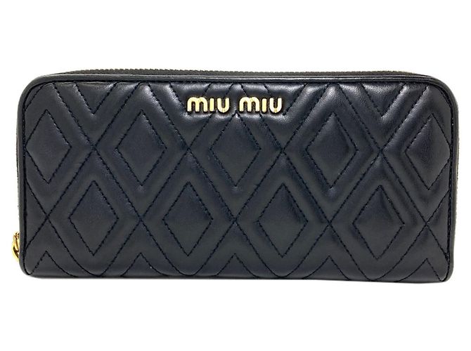 Miu Miu gestepptes Leder-Langgeldbörse Schwarz