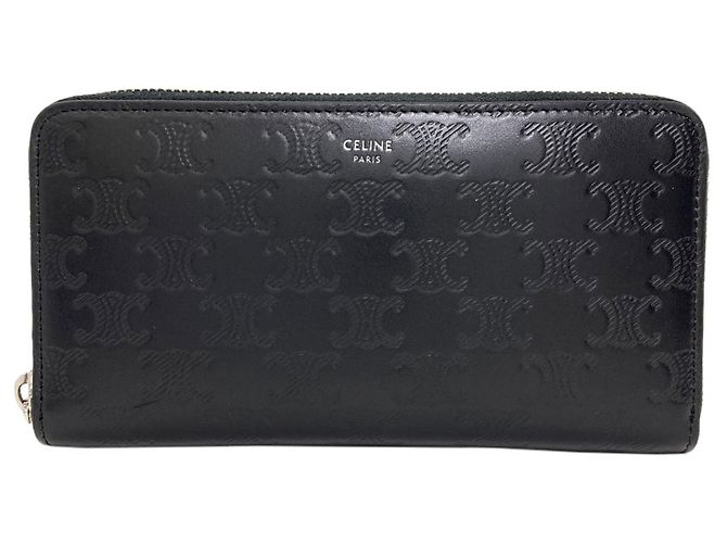 Céline Celine Triomphe Long Wallet Black