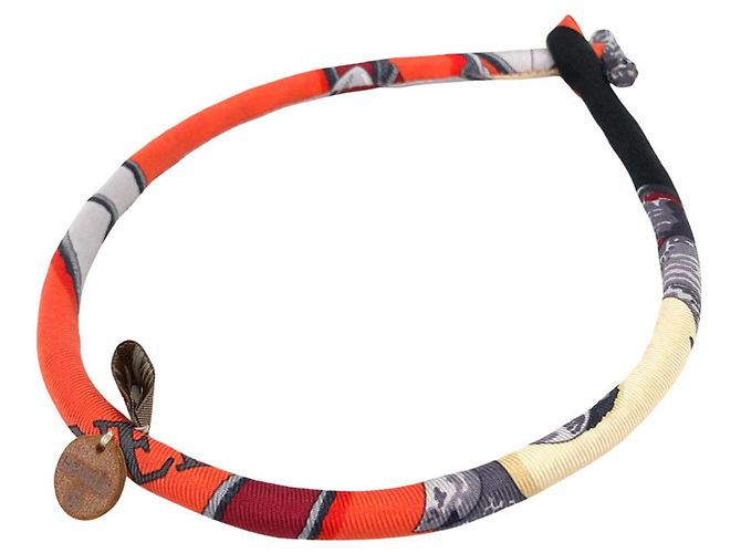 Hermès Colar Choker Hermes Petit H Brides de Soie em seda laranja 