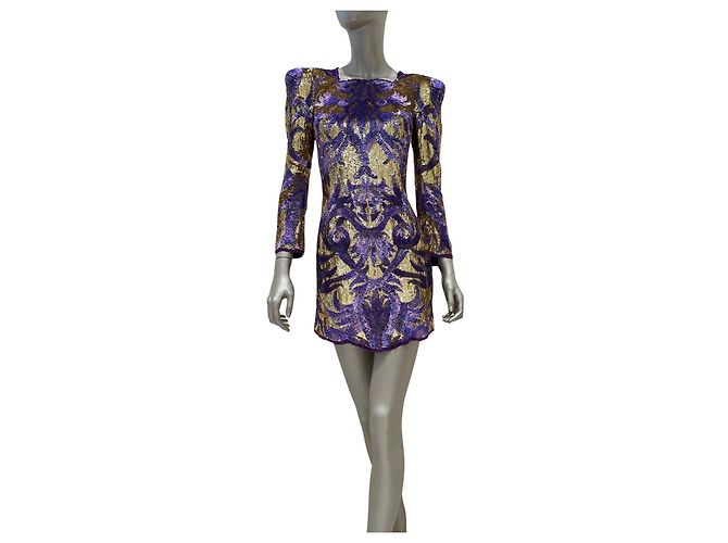 Balmain Embellished Silk Sequin Mini Dress FR 38 Pre-owned