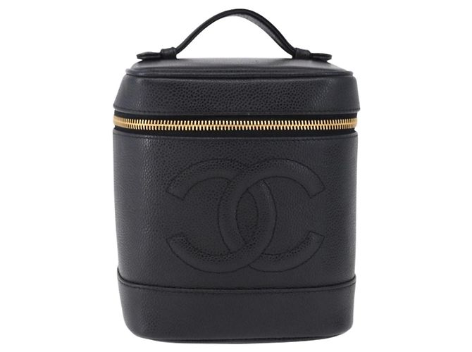 Chanel Vintage Timeless Vanity Case Caviar Tall Nero
