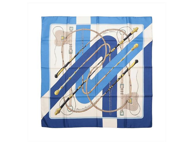 Foulard in seta Hermès Carré 90 "Clic Clac" blu