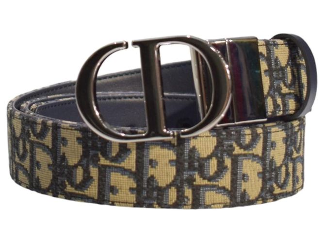 Christian Dior DIOR 30 Montaigne Belt Blue Oblique Jacquard Leather 95 38 with BOX Brown Monogram