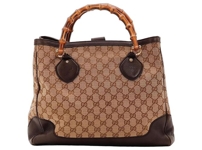 Bolsa Tote Gucci Bamboo Shopper Marrom Monograma