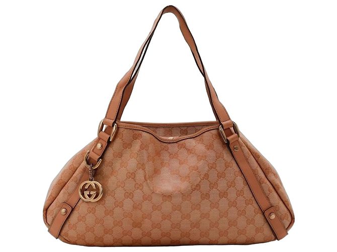 Bolsa de ombro em canvas Monogram Gucci Bege