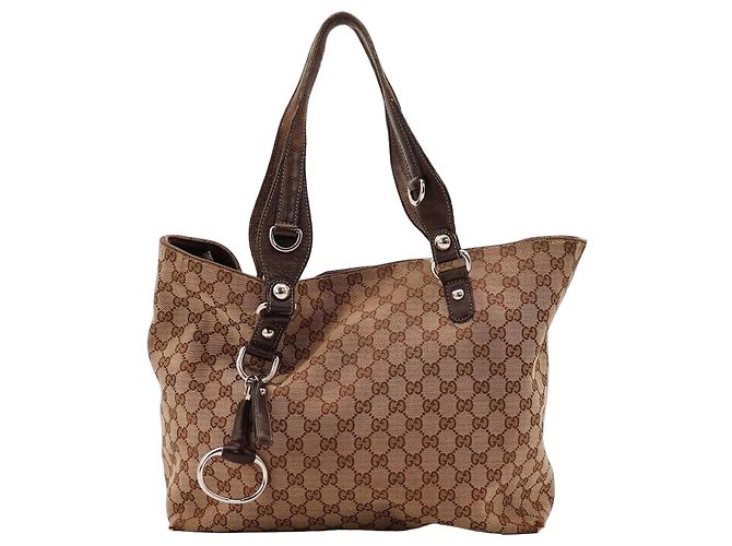 Gucci Monogram Canvas Tote Bag Braun Beige