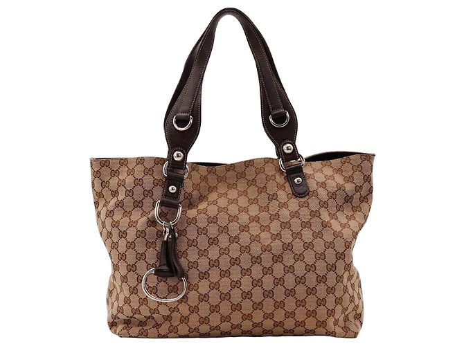 Bolsa Tote em Canvas Monogram Gucci Marrom Bege