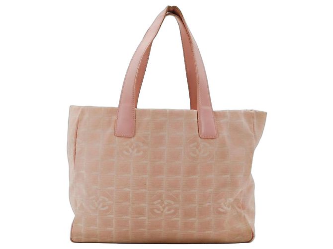 Bolso Tote Chanel de tela rosa Beige