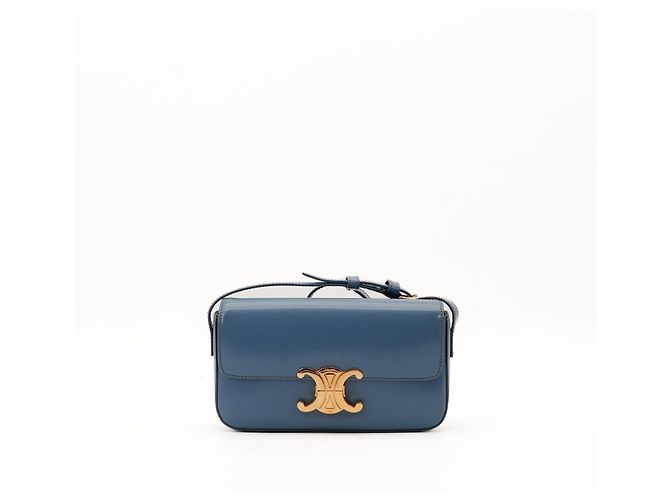 Céline Bolsa Triomphe Celine em couro azul