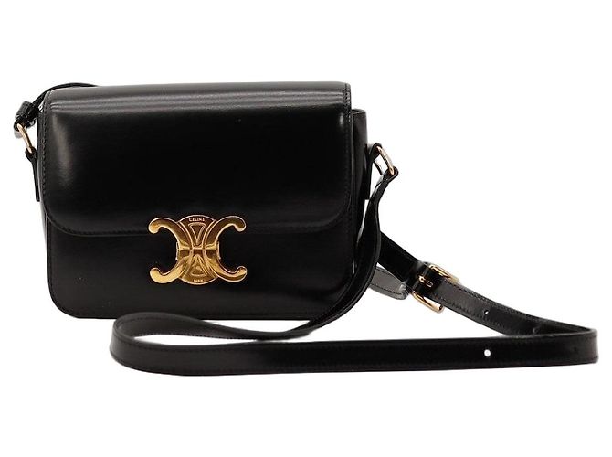 Céline Borsa a tracolla Celine Triomphe in pelle nera Nero