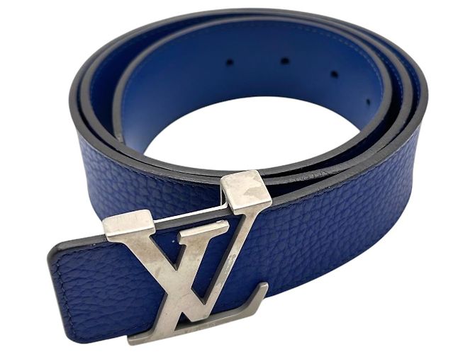 Louis Vuitton Boucle à logo initiales LV en cuir bleu Taille 90