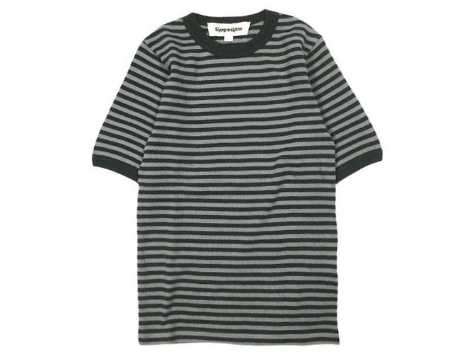 Autre Marque Camiseta de punto de algodón a rayas Slopeslow Negro Gris
