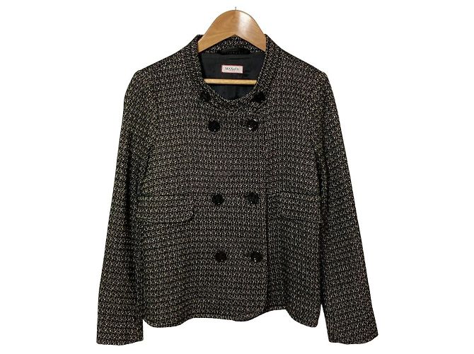Autre Marque MAX&Co. Double-Breasted Tweed Jacket Black White