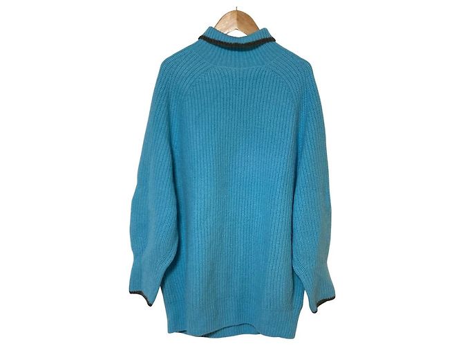 Autre Marque Suéter de gola alta em malha canelada Spick and Span Ribbed Middle Gauge Marrom Azul