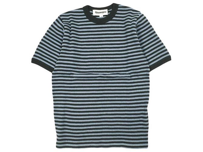 Autre Marque T-shirt in jersey di cotone Slopeslow a righe Nero Blu navy