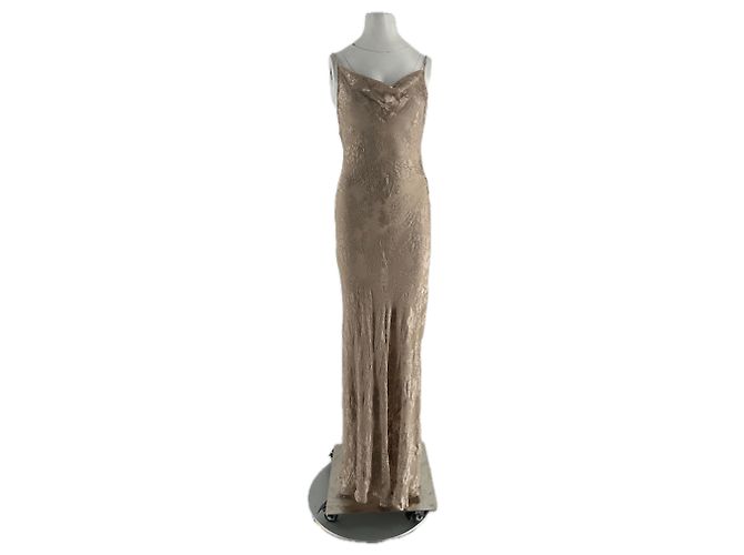 L'Agence Christine Burnout Satinrobe Beige