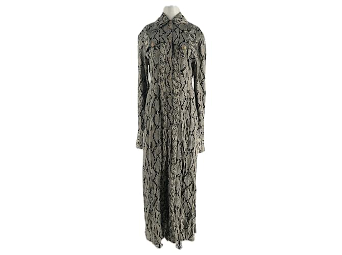 Balmain Langes Kleid mit Python-Print Braun 