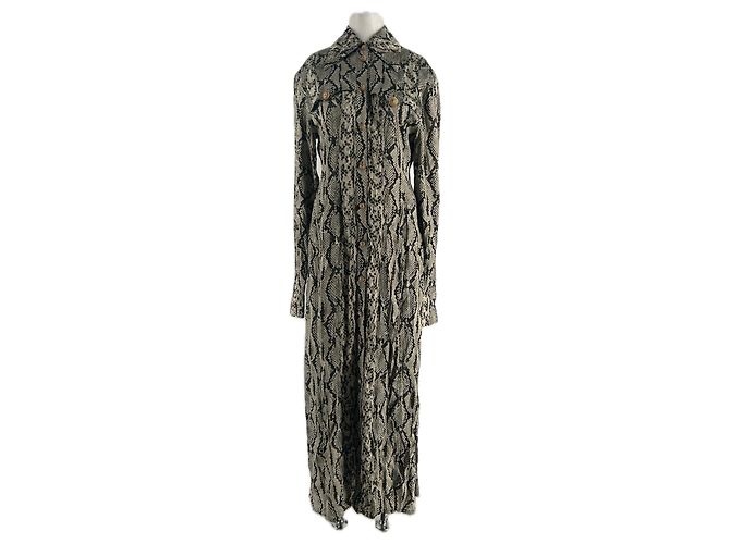 Balmain Robe longue imprimée python Marron