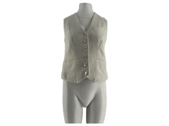 Staud Chaleco sin mangas beige 