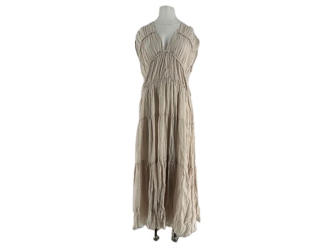 Massimo Dutti Maxikleid beige Viscose