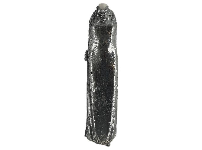 Magda Butrym Robe longue à sequins Silvery