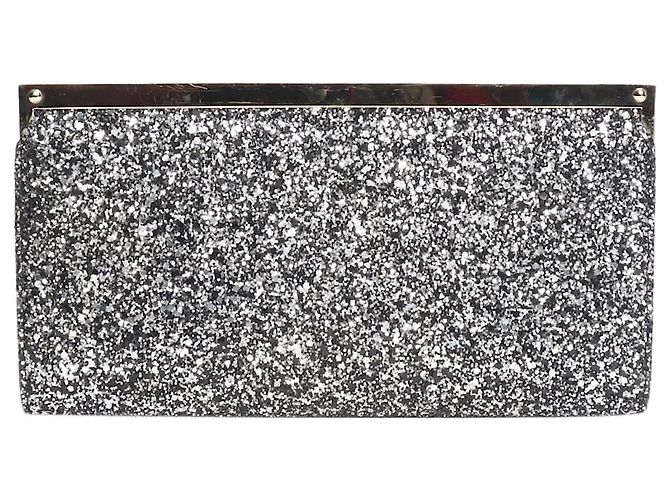 Jimmy Choo Silberne Pailletten-Clutch