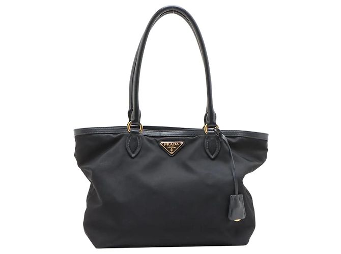 Tote Prada Sac cabas en nylon Tessuto et cuir noir