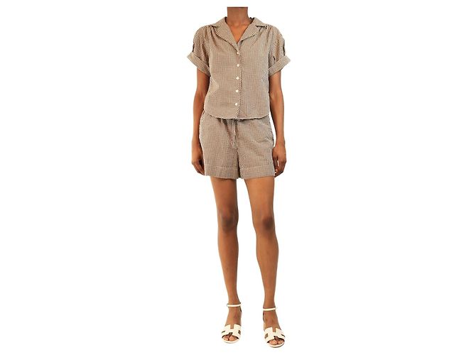 Veronica Beard Set con camicia e pantaloncini a quadretti marroni - taglia XS