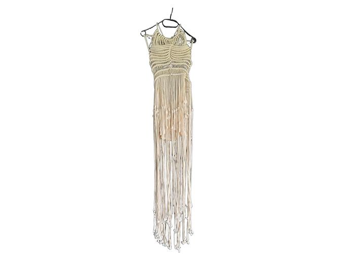 Autre Marque Giuseppe di Morabito Vestido Largo Macramé Beige