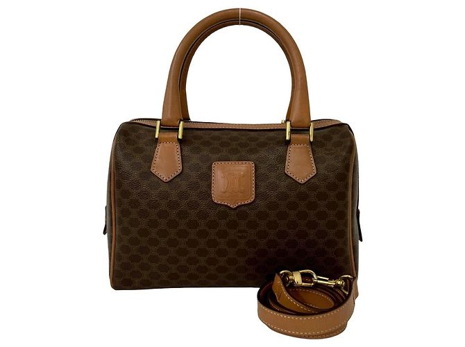 Triomphe Céline CELINE Vintage Macadam Blazon Leder Handtasche Braun