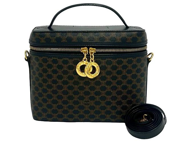 Céline Sac à main CELINE Vintage Macadam Blazon Triomphe Pattern Marron Noir