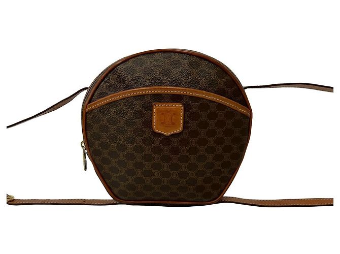 Céline CELINE Vintage Macadam Blazon Triomphe Pattern Mini Shoulder Bag Brown