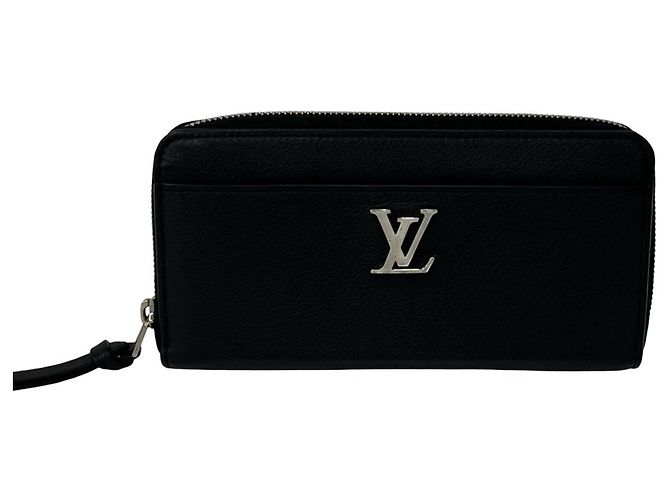 Louis Vuitton Zippy Lockme Leather Long Wallet Black