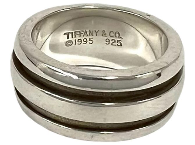 Tiffany & Co Tiffany Vintage Grooved Double Line Ring Silber