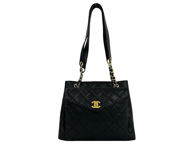 Borsa Tote Chanel Matelassé Coco Mark Black Nero
