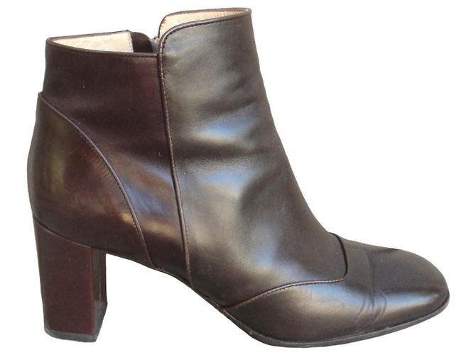 Louis Vuitton brown leather ankle boots