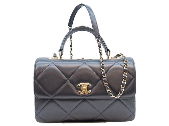 Bolsa de ombro Chanel em pele de vitelo preta Preto