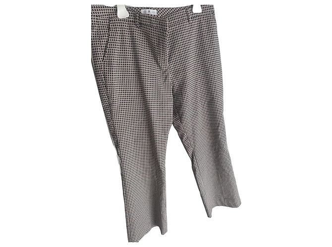 Autre Marque PT Torino Wool Houndstooth Pattern Trousers Black White Dark red