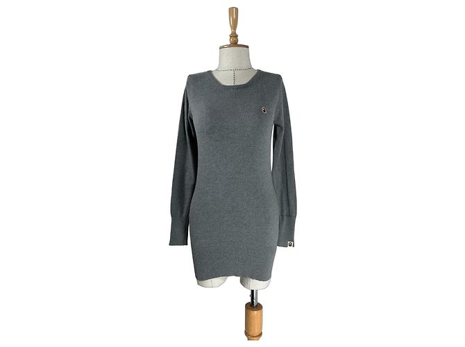 Autre Marque A Bathing Ape Grauer Baumwoll-Crewneck-Pullover