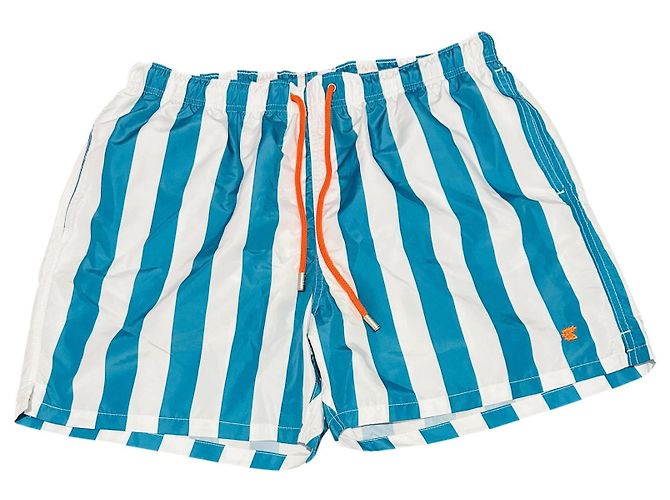 Autre Marque Pantaloncini da bagno a righe Gallo blu e bianchi Bianco