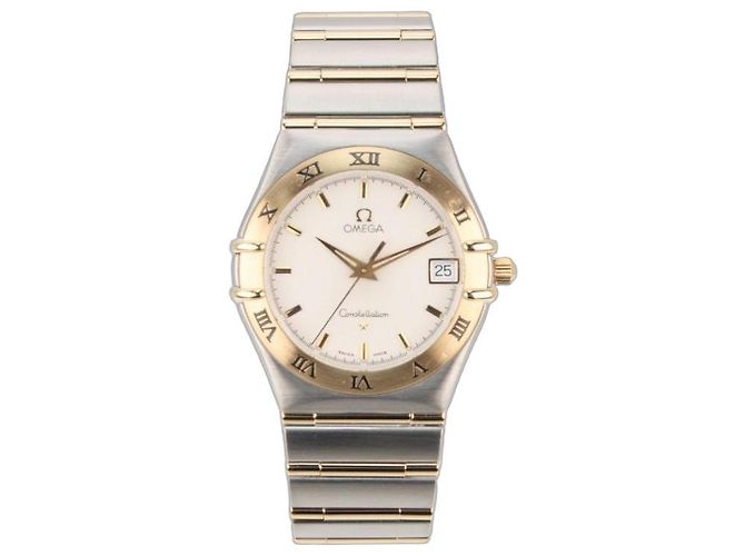 Omega Constellation 1212.30 Mostrador Branco Aço e Ouro Quartz 35mm Prata Dourado
