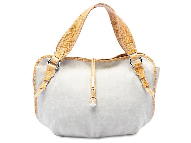 Céline Celine White Macadam Denim Bittersweet Hobo Blanco