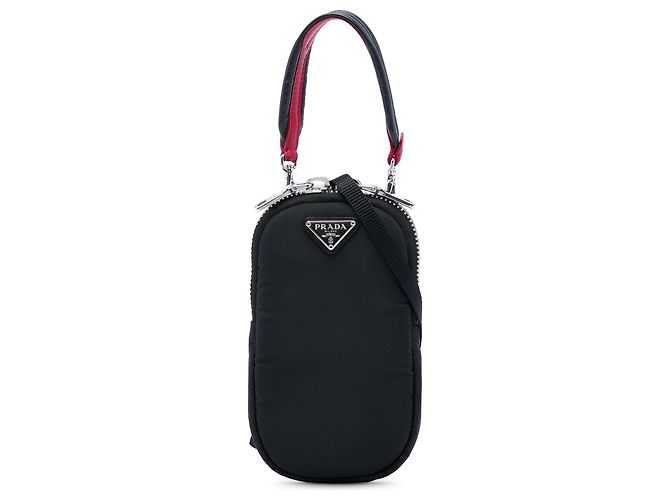 Prada Black Mini Tessuto Pocket Cargo Handyhalter Schwarz