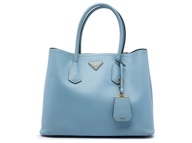 Prada Blue Large Saffiano Cuir Double Satchel Bleu Bleu clair