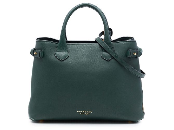 Borsa a tracolla Burberry Green Medium in pelle e House Check Verde