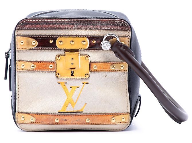 Bolsa quadrada Louis Vuitton Time Trunk em canvas Transformed marrom