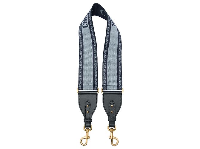 Correa de bolso de lona bordada azul Dior Azul marino