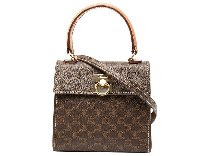 Céline Bolso Celine Brown Mini Macadam de lona revestida Castaño
