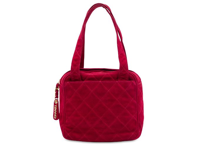 Sac à main Chanel Red CC en daim matelassé Rouge