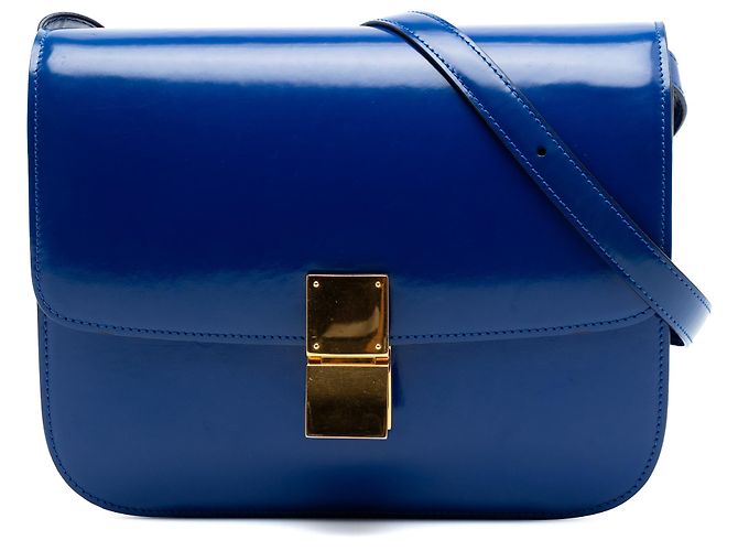 Céline Celine Blue Medium Calfskin Classic Box Bleu
